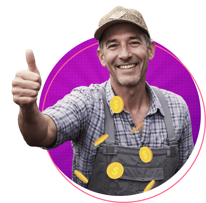 Hombre emocionado por ganar