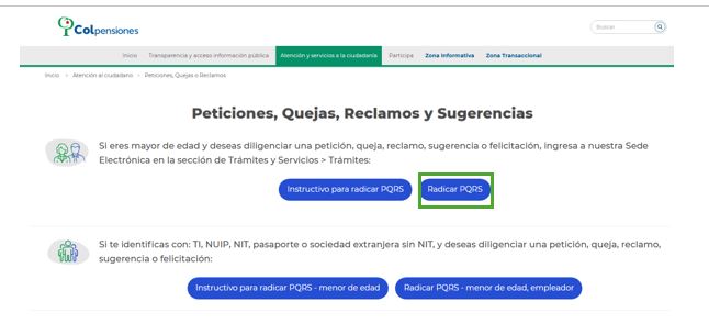 Pasos de radicación PQRS BEPS